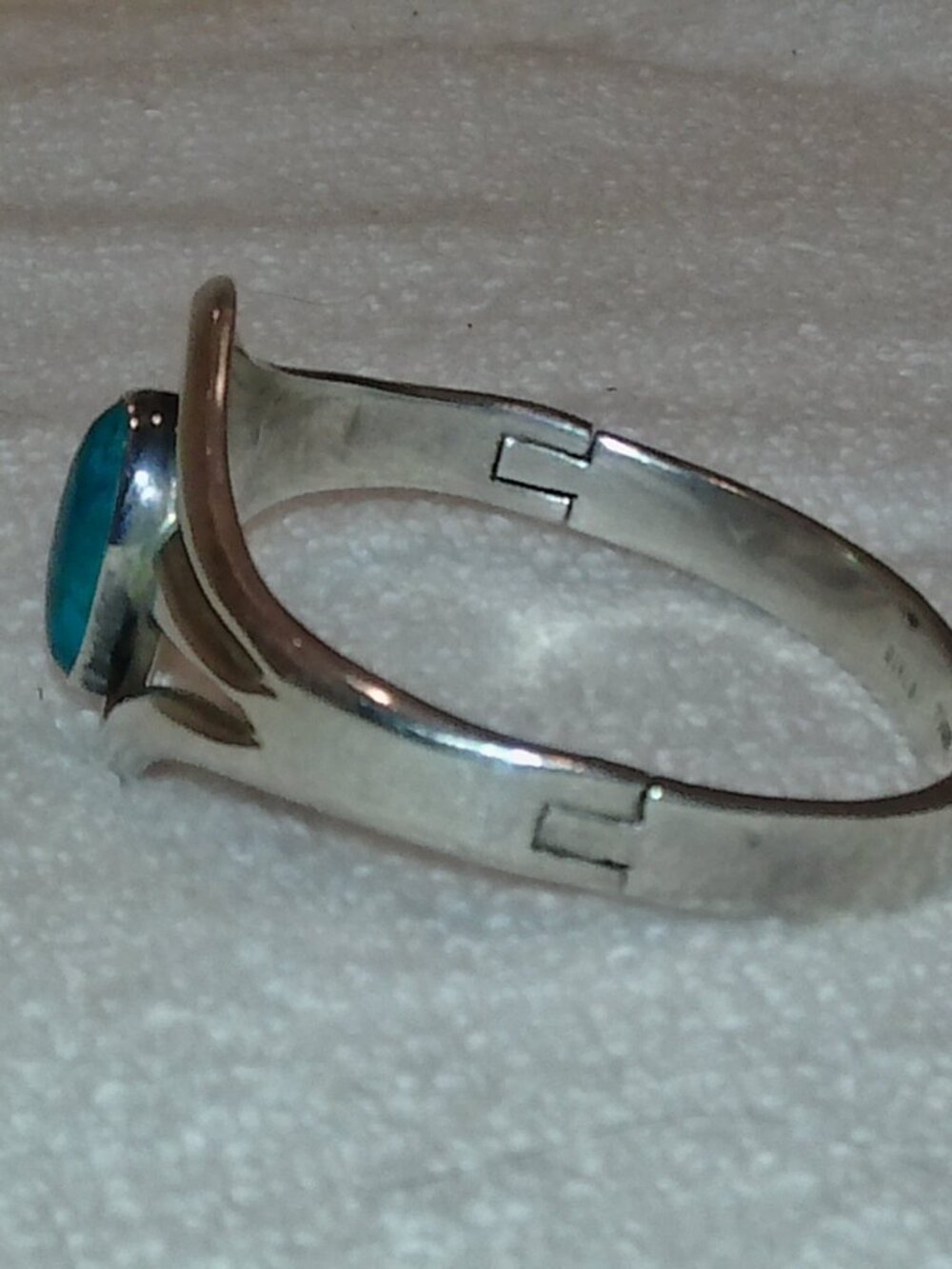 Vintage Taxco Sterling Oval Cut Turquoise Cuff Bracelet EXCELLENT CONDITION! - Picture 6 of 12
